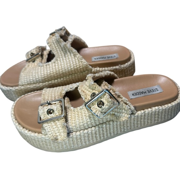 Steve Madden Shoes - Steve Madden Karrigan Womens Slides Sz 8.5 M Natural Raffia Woven Sandal